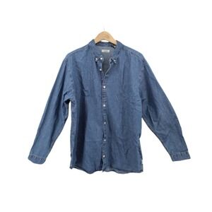 JJ Rebel Denim Shirt Mens Medium Blue Button Up Long Sleeve Casual Western EU L